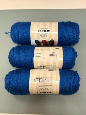 Caron Simply Soft Yarn, Royal Blue, 3 skeins